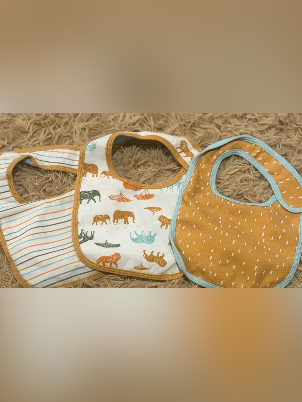 cloud island Safari Animal Cotton Bibs - White, Mustard, Teal, Olive